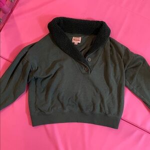 American Eagle Sherpa Collar Henley Pullover Sweatshirt
